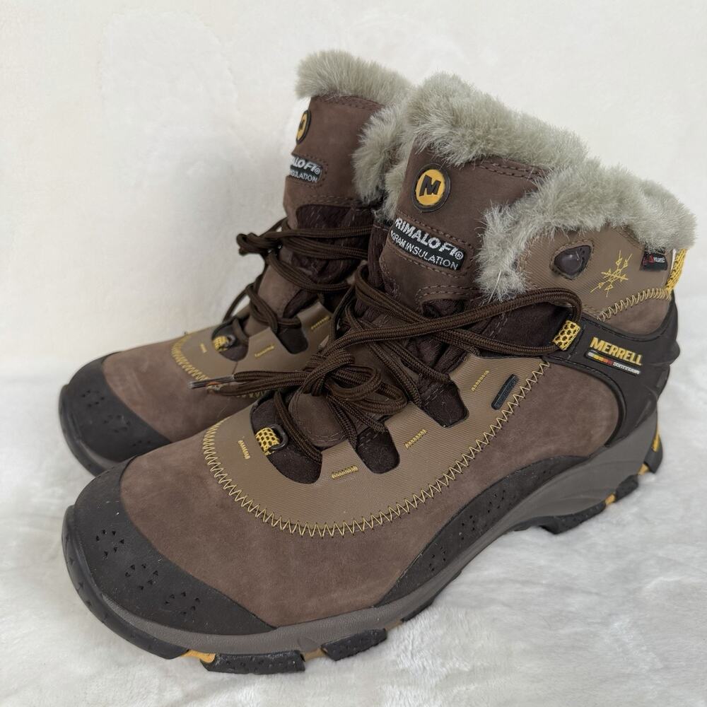 Merrell Thermo Arc 6 Waterproof Winter Boots Women’s 10 Primaloft Vibram Brown